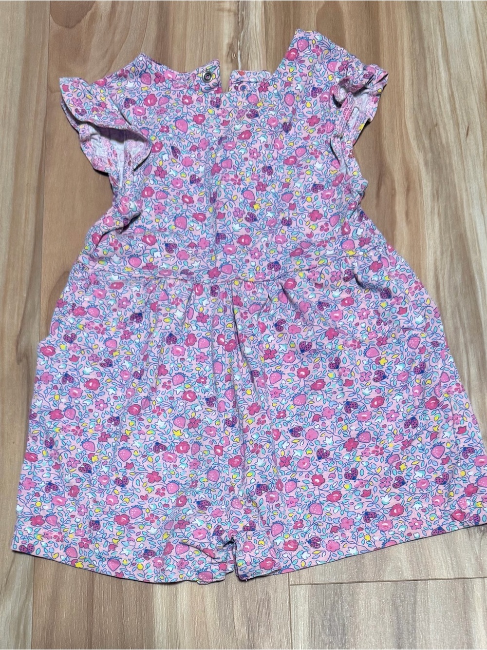 JoJo Maman Bebe Pink Floral Romper with Multicolor Print
